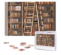 Funny Book Shelves Collection and Ladder Jigsaw Puzzle for Adults Challenging Wooden Puzzles 1000 Pieces Personalized Photo Puzzle Picture Jigsaws Custom Jigsaw Puzzles for Birthday