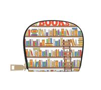 Funny Book Shelves Collection and Ladder Leather Semi-Circular Card Bag, Compact and Convenient, Easy to Store
