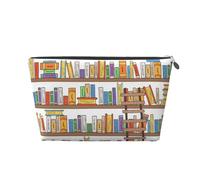 Funny Book Shelves Collection and Ladder Leather Travel Wash Bag, Stylish and Durable, Easy to Carry