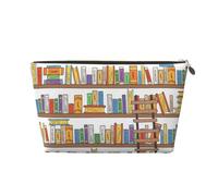 Funny Book Shelves Collection and Ladder Leather Travel Wash Bag, Stylish and Durable, Easy to Carry