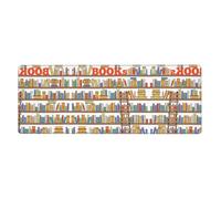 Funny Book Shelves Collection and Ladder Oversized Desk Pad, Thick Base Mat, Ergonomic Comfort Pad for Precision Mouse Control