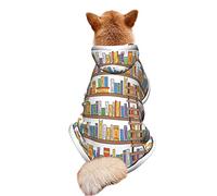 Funny Book Shelves Collection and Ladder Print Dog Winter Coat Plush Coat Hooded Cloak Costume Multi-Use Pet Blanket Cover for Small Dogs Cats Outfits.