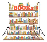 Funny Book Shelves Collection And Ladder Print Photo Studio Background 5x7ft Soft Photo Backdrop Curtain For Studio Content Creator Equipment