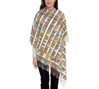 Funny Book Shelves Collection and Ladder Print Scarfs for Women Winter Shawl Super Soft Classic Cashmere Feel Winter Scarf