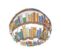 Funny Book Shelves Collection And Ladder Print Shower Cap For Women Reusable Double-Layer Fabric Shower Caps Girls Hair Caps