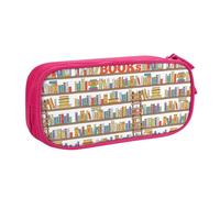 Funny Book Shelves Collection and Ladder Print Stationery Bag Lightweight Pen Pouch School College Office Travel Boys Girls Adults
