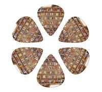 Funny Book Shelves Collection And Ladder Printed Guitar Picks -6 Pcs Guitar Picks Plectrum,Guitar Accessories,Electric Guitar Pick, Bass & Ukulele 0.71mm