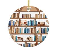 Funny Book Shelves Collection Christmas Ceramic Circular Pendant Is An Excellent Addition To Your Holiday Decoration