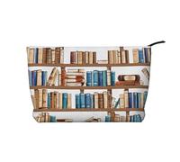 Funny Book Shelves Collection Corduroy Makeup Bag, Stylish and Durable, Portable and Lightweight