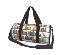 Funny Book Shelves Collection Duffle Bag With Shoes Compartment And Adjustable Strap,Foldable Travel Duffel Bags For Men Women,Waterproof Duffel Bags, Black, One Size