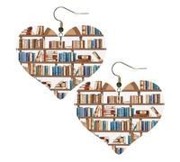Funny Book Shelves Collection Elegant Leather Heart-Shaped Earrings-Fashionable And Unique Accessories For Everyday Wear