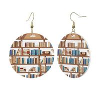 Funny Book Shelves Collection Elegant Leather Round Earrings-Fashionable And Unique Accessories For Everyday Wear
