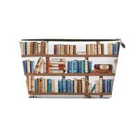 Funny Book Shelves Collection Leather Travel Wash Bag, A Fashionable and Practical Makeup Organizer