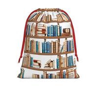 Funny Book Shelves Collection -Print Soft Drawstring Gifts Bags Pouches For Wedding Favors & Party Events, Bulk Storage (Multi-Use) M Size