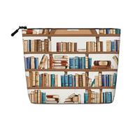 Funny Book Shelves Collection Single Layer Linen Like Makeup Bag, Lightweight and Cute, Easy to Use