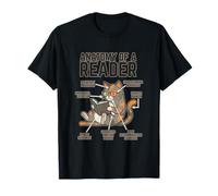 Funny Bookish Cat Anatomy of a Reader Reading Feline T-Shirt