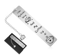 Funny Bookmark for Women, Silver Stainless Steel Bookmark with Black Gift Box, Cute Bookmarks Gift for Book Lovers, Coffee Lovers, Writer, Teacher, Student (I Like My Books Spicy and My Coffee ICY)