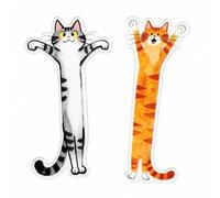 Funny Bookmarks 2 Pcs, Cute Cat Design, Kitten Page Holder for Women Reader | Cute Book Lovers Gifts, Clear Acrylic, Black Grey and Orange Book Tabs for Books Diaries Cookbooks and Planners