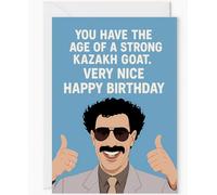 Funny Borat Birthday Card - “You Have the Age of a Strong Kazakh Goat” - Hilarious Greeting for Him, Her, or Friend - Great Success Meme Card