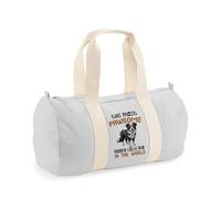 Funny Border Collie Dad Gift | The Most Pawsome Dog Lover Gift for Him, Barrel Bag, Holdall Zip Sports Duffle Bag. (Light Grey)