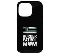 Funny Border Patrol Mom Saying American Flag Heart Case for iPhone 13 Pro