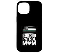 Funny Border Patrol Mom Saying American Flag Heart Case for iPhone 15