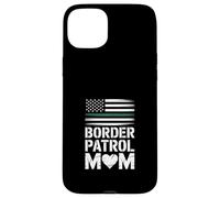 Funny Border Patrol Mom Saying American Flag Heart Case for iPhone 15 Plus