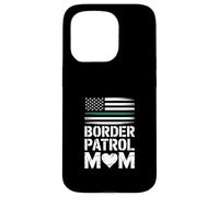 Funny Border Patrol Mom Saying American Flag Heart Case for iPhone 15 Pro