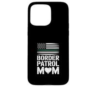 Funny Border Patrol Mom Saying American Flag Heart Case for iPhone 15 Pro Max