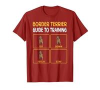 Funny Border Terrier Guide to Training Dog Obedience Trainer T-Shirt, Men, Cranberry Red, Small