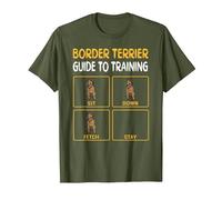 Funny Border Terrier Guide to Training Dog Obedience Trainer T-Shirt, Men, Olive Green, Small
