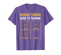 Funny Border Terrier Guide to Training Dog Obedience Trainer T-Shirt, Men, Purple Heather, Large
