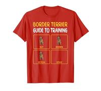 Funny Border Terrier Guide to Training Dog Obedience Trainer T-Shirt, Men, Red, Medium