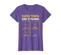 Funny Border Terrier Guide to Training Dog Obedience Trainer T-Shirt, Women, Purple Heather, Large