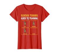 Funny Border Terrier Guide to Training Dog Obedience Trainer T-Shirt, Women, Red, X-Large