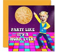 Funny Boris Johnson Birthday Cards for Men Women - Disco PM - Happy Birthday Card for Work Colleague Friend Brother Sister Mum Dad Nan Grandad, 145mm Joke Humour Banter Bday Greeting Cards