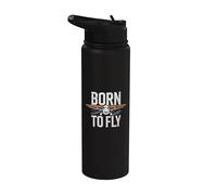 Funny Born to Fly Aviation Pilot Sarcastic Airplane Memes Stainless Steel Insulated Water Bottle