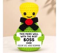 Funny Boss Birthday Gifts for Women, Thank You Gifts for Women, Cute Handmade Crochet Desk Decor Gift for Male Boss, Supervisor, Manager