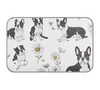 Funny Boston Terrier Dogs White Summer cool pad for dogs Self Cooling 38" x 23" cooling pet mat for chicken indoors essentials tapete enfriador para perros M