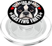 Funny Boston Terrier Stealing Hearts Blasting Farts Cute Dog PopSockets PopGrip for MagSafe
