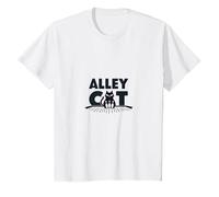 Funny Bowling Alley Cat - Humorous Feline Strikes T-Shirt, Kids, White, 10 Years