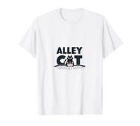 Funny Bowling Alley Cat - Humorous Feline Strikes T-Shirt, Men, White, 3XL