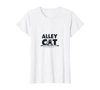 Funny Bowling Alley Cat - Humorous Feline Strikes T-Shirt, Women, White, 3XL
