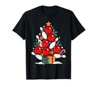 Funny Bowling Christmas Tree Lights Xmas Vibes Bowling Lover T-Shirt