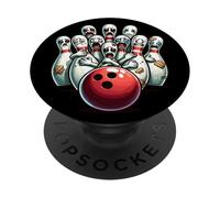 Funny Bowling Pin Faces For Bowling Lover, Men Kids Bowler PopSockets Adhesive PopGrip