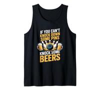Funny Bowling Saying Knock Down Pins Beers Tank Top