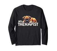 Funny Box Puppy My Therapist Boxer Dog Long Sleeve T-Shirt