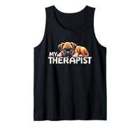 Funny Box Puppy My Therapist Boxer Dog Tank Top