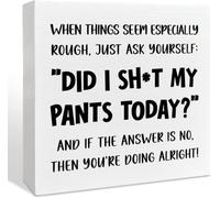 Funny Box Sign 7x7 Inch Rustic Desk Decor White Black Quote
