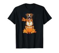 Funny Boxer Dog Coffee Autumn Thanksgiving Womens Mens Kids T-Shirt